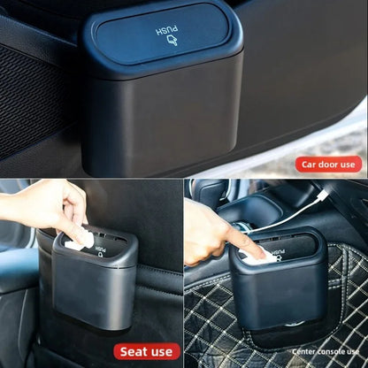 Car Trash Bin Kit Black Square Pressing With Lid