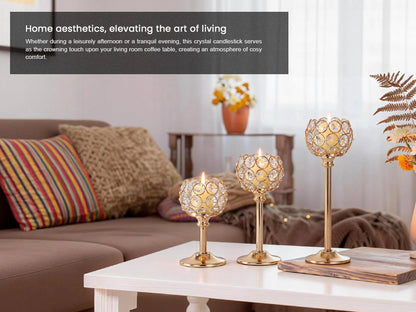 Elegant Gold Silver Metal Glass Candle Holder Tealight