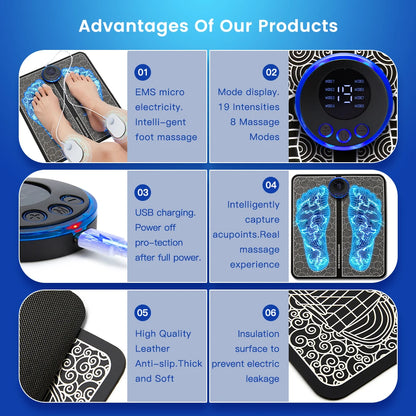 Electric EMS Foot Massager Pad Relief Pain Massage Mat