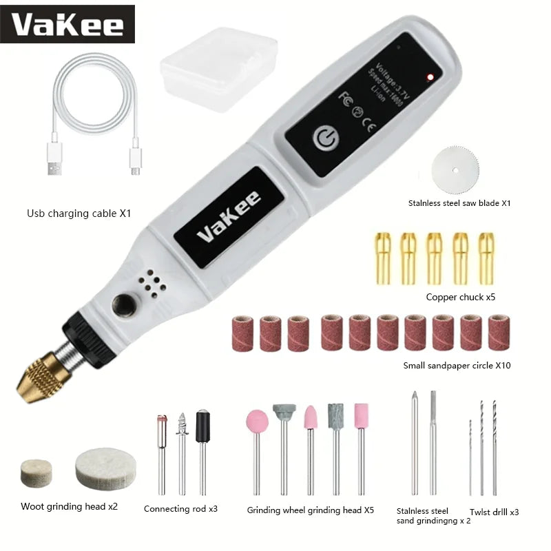 Mini Electric Drill USB Rechargeable Cordless Engraving Pen