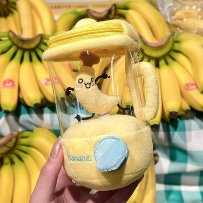 Fun Drawstring Rotating Plush Toys Keyring Fruit Juicer