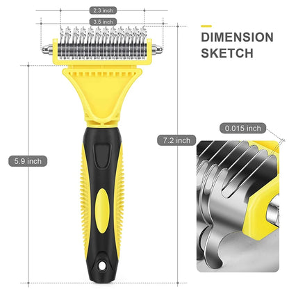 Pets Stainless Steel Grooming Brush Two-Sided Shedding and Dematting Undercoat