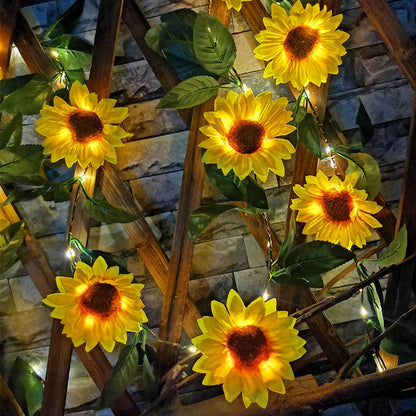 Solar Powered Sunflower Rose String Lights Artificial