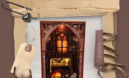 DIY Wooden Book Nook Magic Academy Dollhouses Miniature
