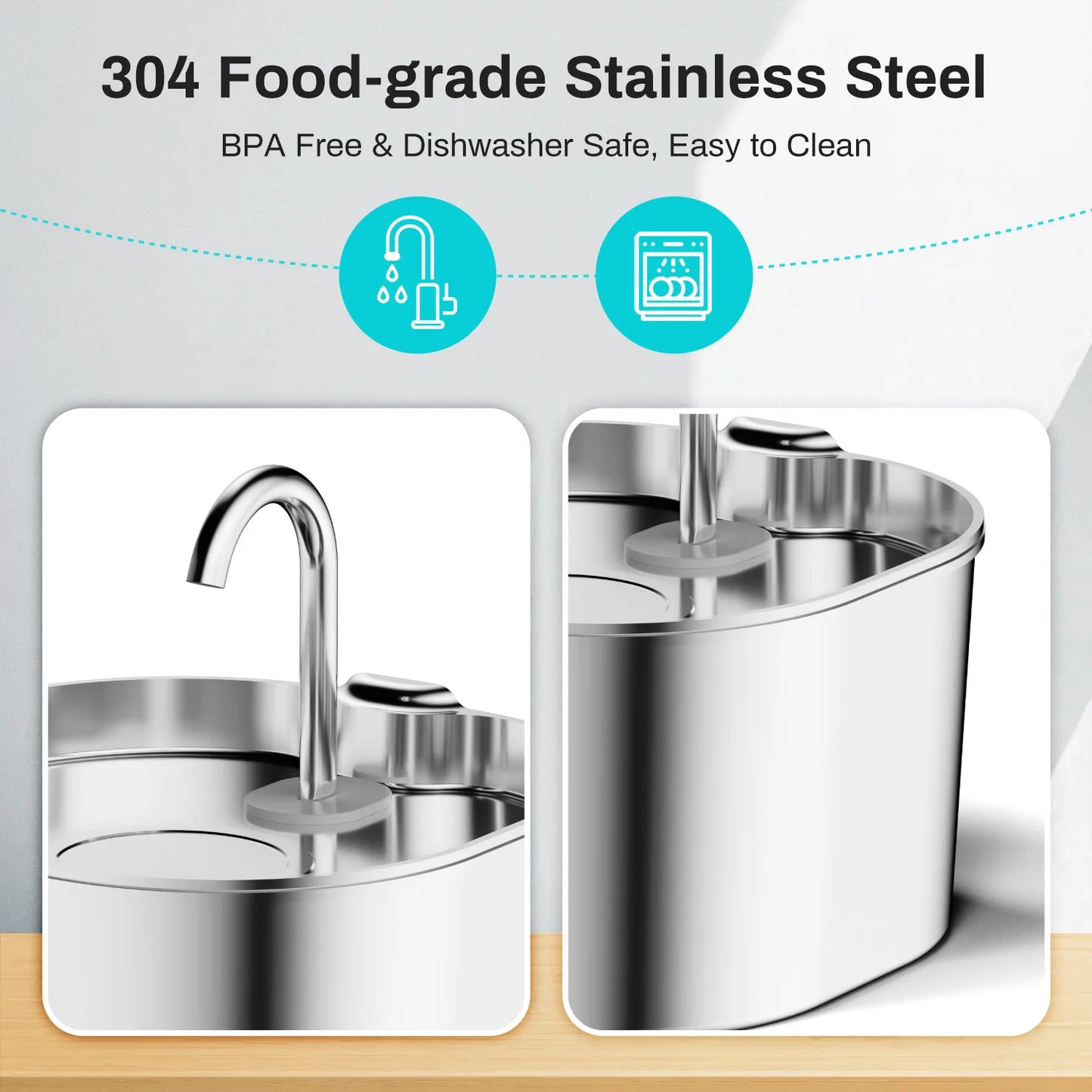 Automatic Cat Water Fountain Square Stainless Steel