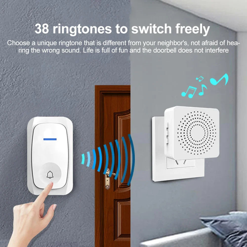USB Wireless Doorbell Waterproof Welcome Chime Home Door Bell