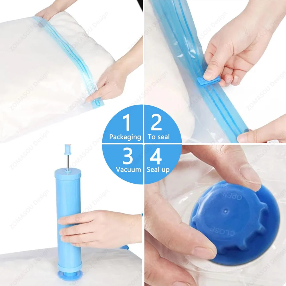 Reusable Vacuum Storage Sealing Bags with Hand Pump