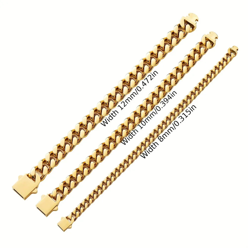 316 Stainless Steel Plated 18k Gold Fashion Hip Hop Bracelet