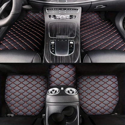 Universal 5Pcs Car Floor Mats PU Leather Waterproof Dust-Proof