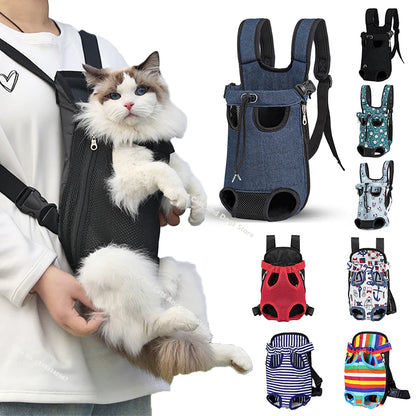 Adjustable Cat Carrier Bag Pet Double Shoulder Backpack