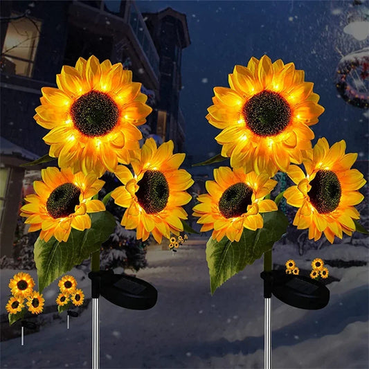 Solar Sunflower Lights 3 Heads 1 Head Garden Stake Outdoor