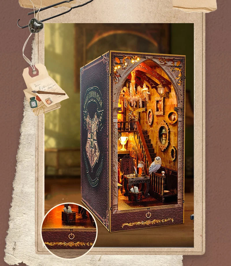 DIY Wooden Book Nook Magic Academy Dollhouses Miniature