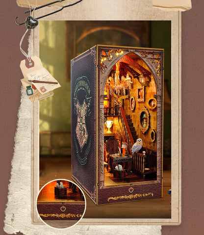 DIY Wooden Book Nook Magic Academy Dollhouses Miniature