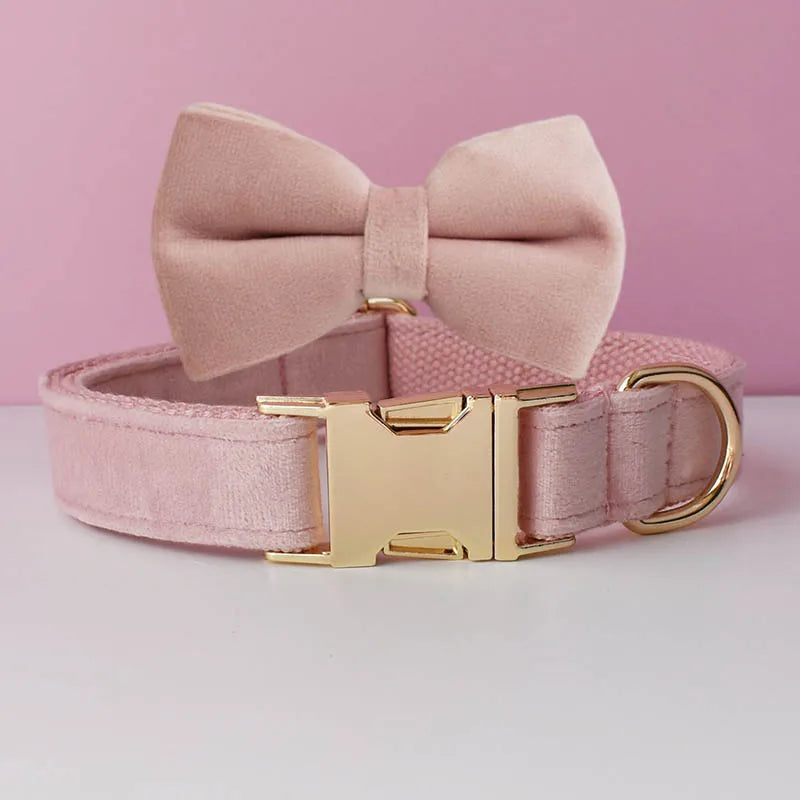 Velvet Collar Free Engrave Dog Collar Leash Dog Collars