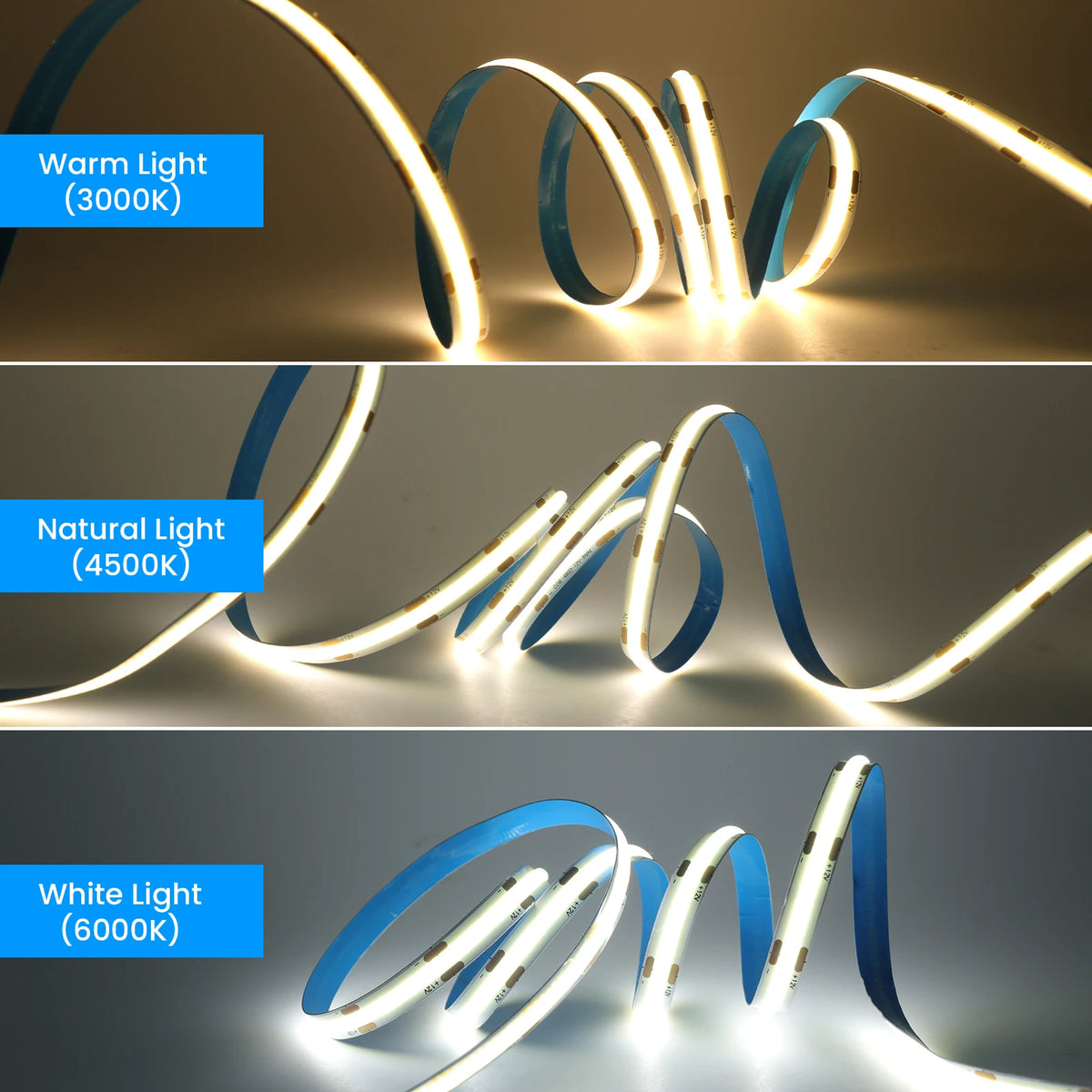 DC12V 24V COB LED Strip Light 480 528LEDs/m High Density