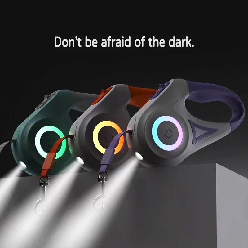 LED Retractable Dog Leash with Light for Puppies