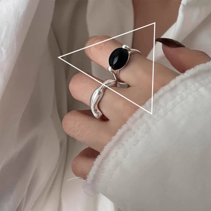 VENTFILLE 925 Sterling Silver Finger Rings Hollow Chain