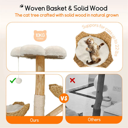 Modern Cat Furniture Climbing Tree Solid Wood