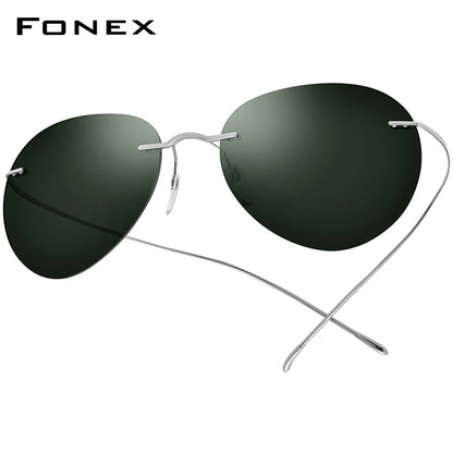 Titanium Rimless Sunglasses Men Ultralight Frameless