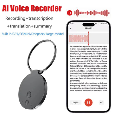 8-128GB AI Voice Recorder Real-Time Transcription