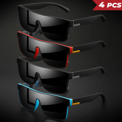 4PCS Classic Colorful Square Sports Sunglasses