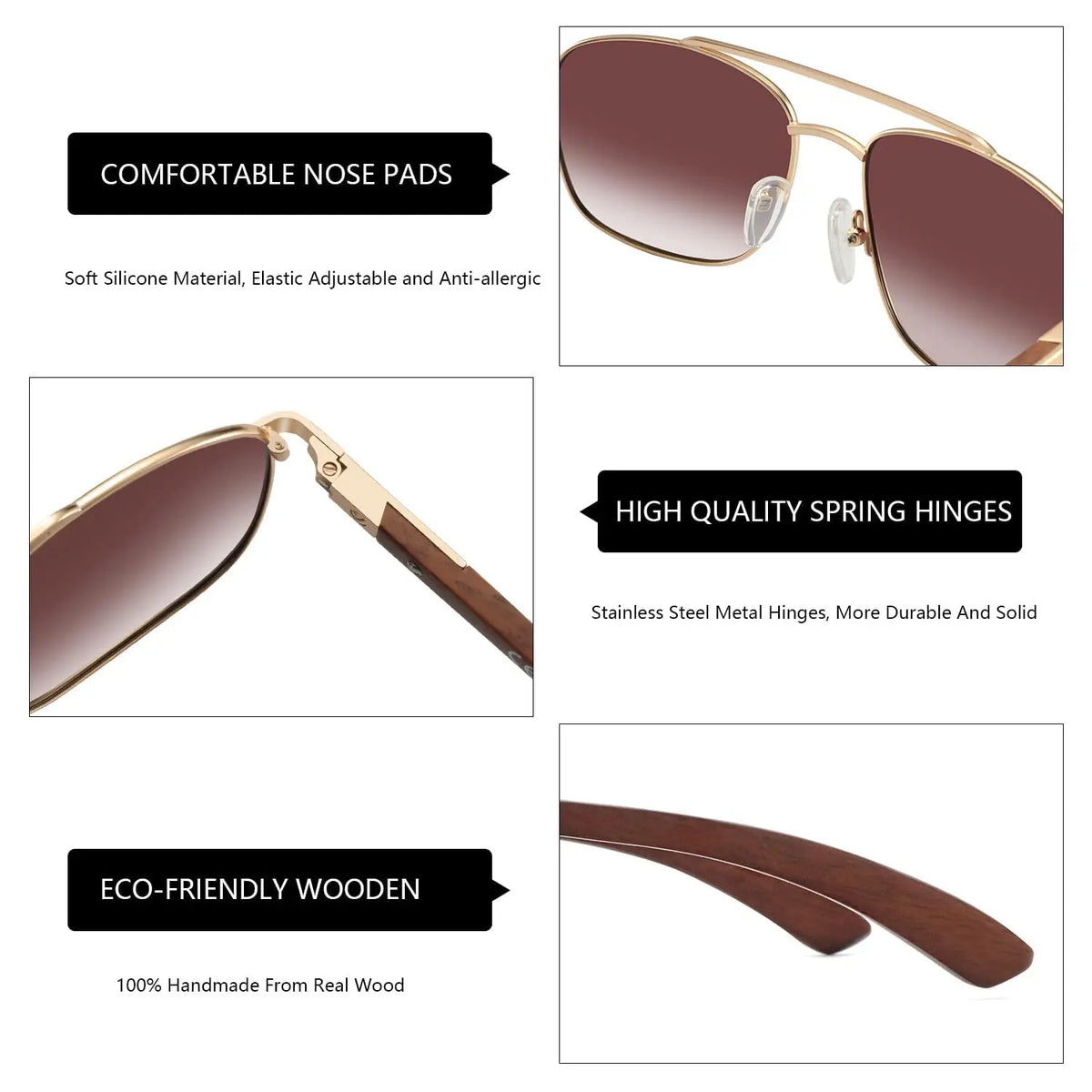 ZENOTTIC Trend Wood Polarized Sunglasses for Men