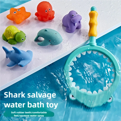 Baby Bath Toys Turtle Squirt Water Net Fishing Shark