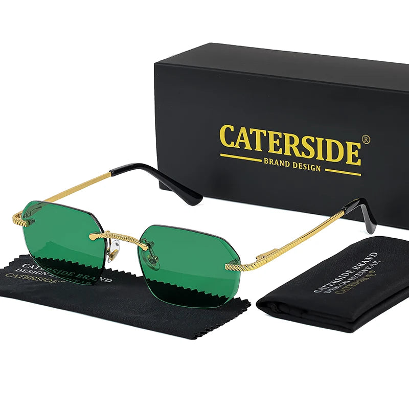 New Retro Rimless Sunglasses Men's Polygon Brand Designer