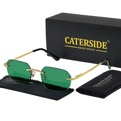 New Retro Rimless Sunglasses Men's Polygon Brand Designer