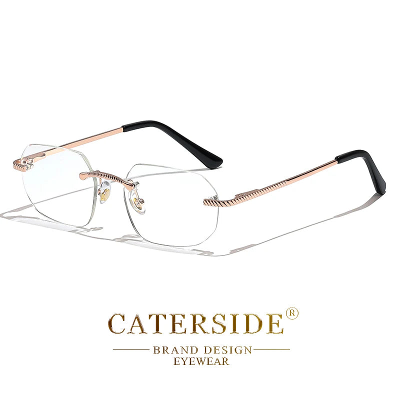 New Retro Rimless Sunglasses Men's Polygon Brand Designer