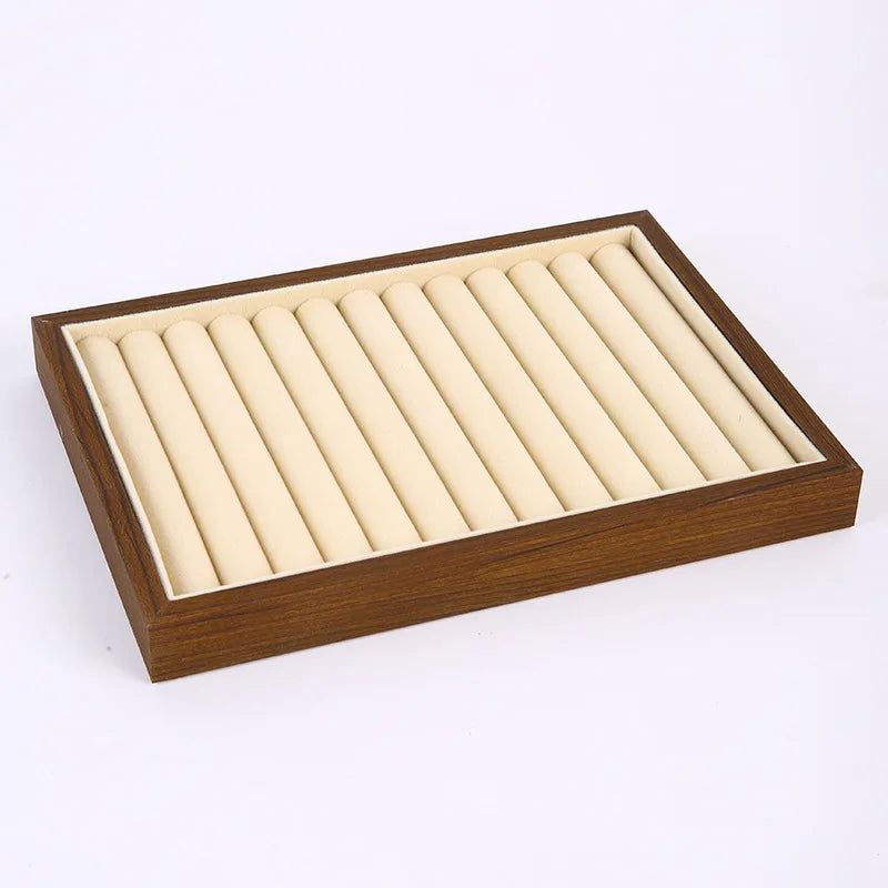 Solid Wood Jewelry Display Tray Stackable Storage