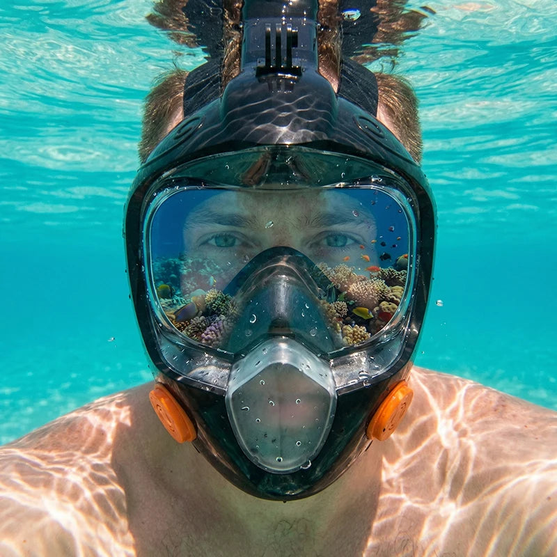 Full Face Snorkel Mask 180° Panoramic View Dry Top Snorkel