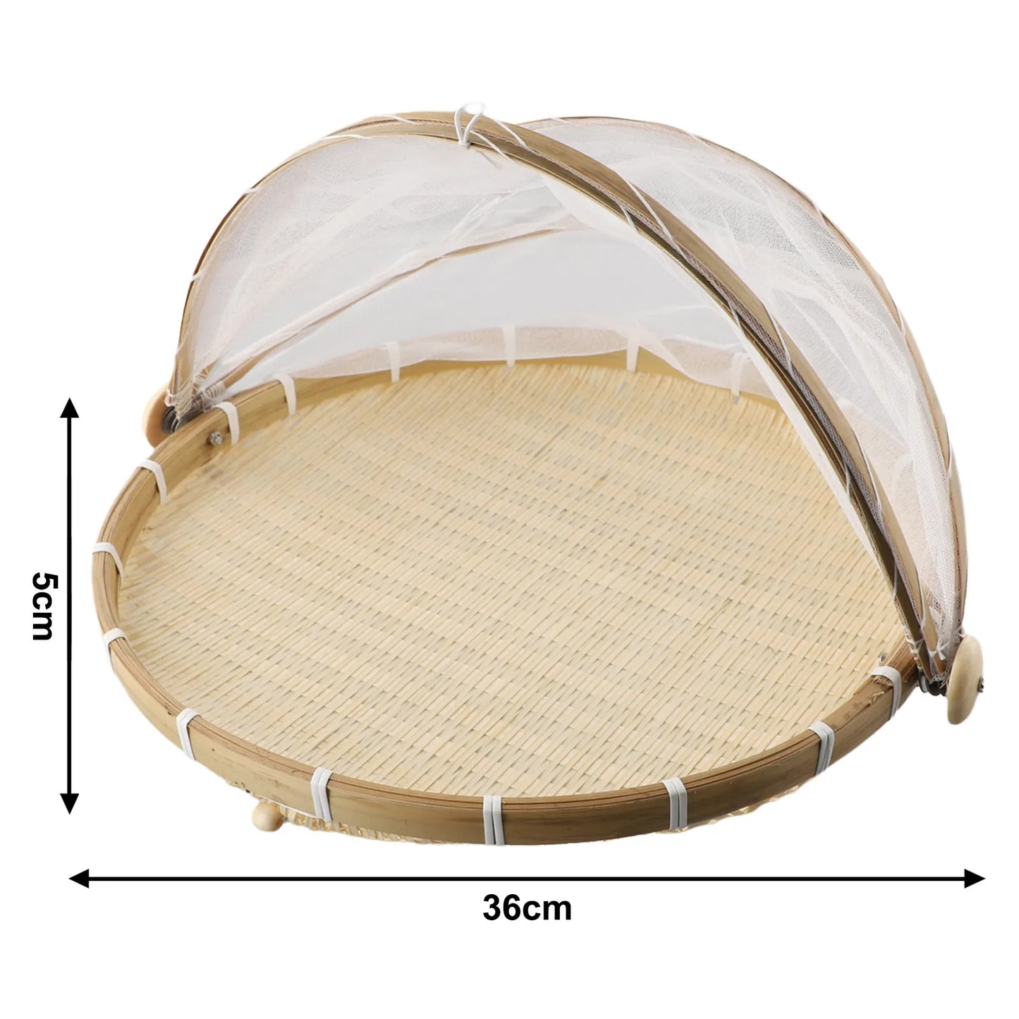 Handmade Bamboo Basket With Net Mesh Cover Kitchen Bread