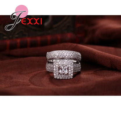 Classcial 925 Sterling Silver Wedding Ring Sets