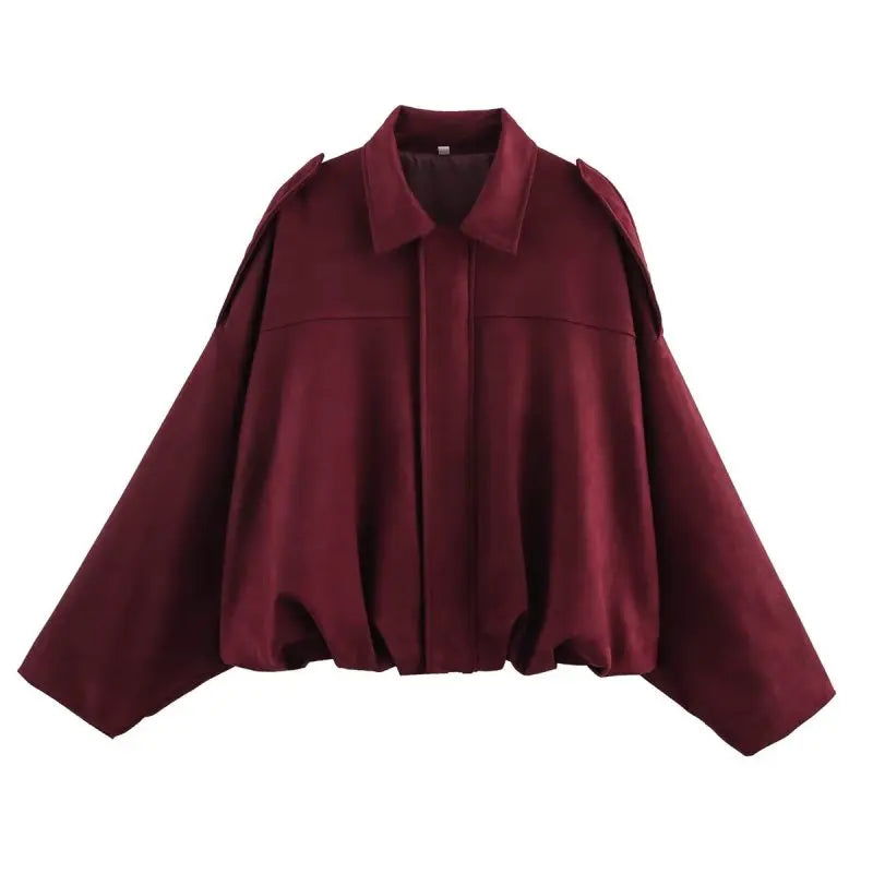 Women's Street Fashion Solid Coats Bat Sleeves Vintage Jackets