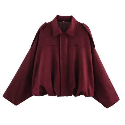 Women's Street Fashion Solid Coats Bat Sleeves Vintage Jackets