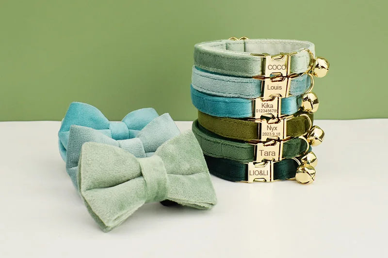Velvet Cat Collar Bowknot Personalized Collar