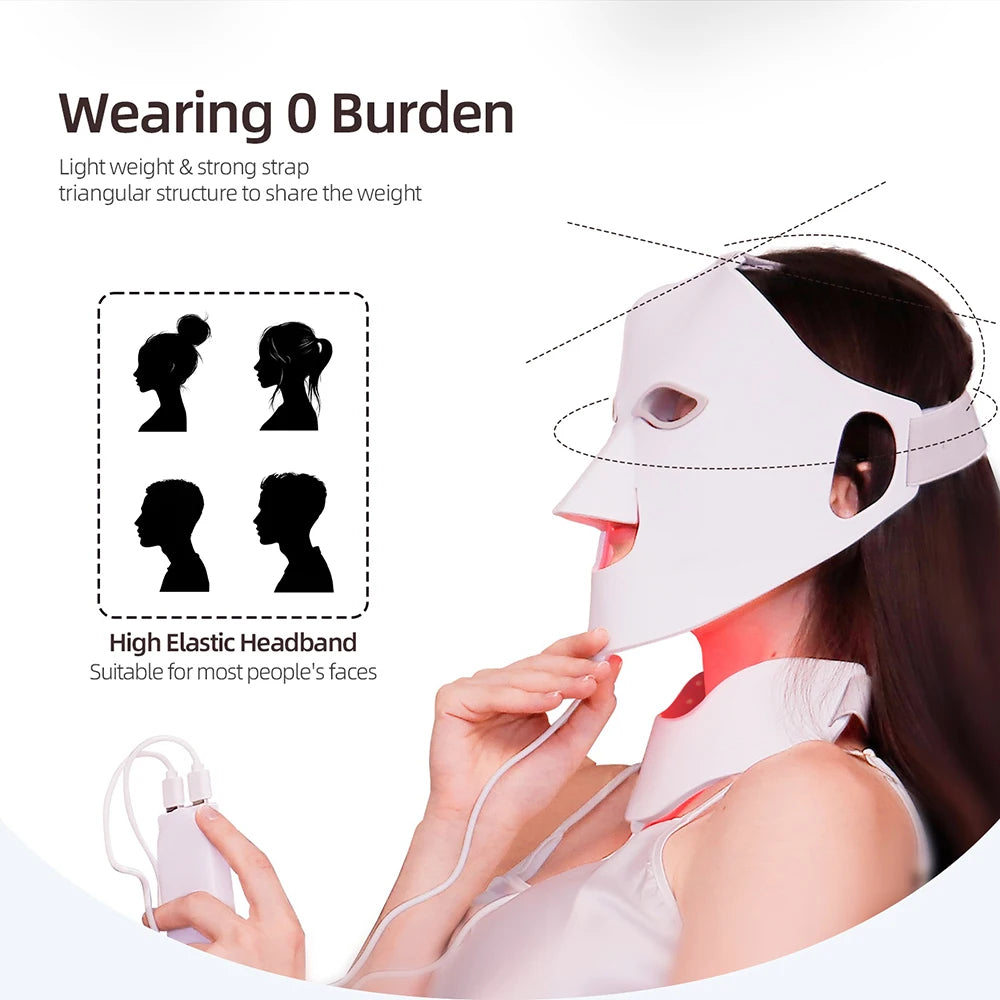 7 Colors Photon Face Neck LED Mask 3D Flexible Silicone