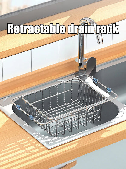 Stainless Steel Telescopic Sink Drain Rack Non-Slip Dish