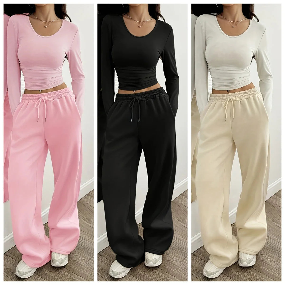 Women Jogger Cotton Pants Casual Drawstring Loose Unisex