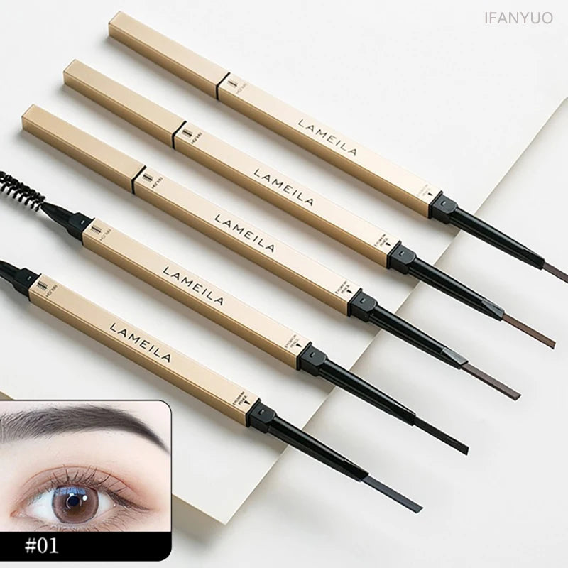 Double Head Eyebrow Pencil with Brush Waterproof Smooth