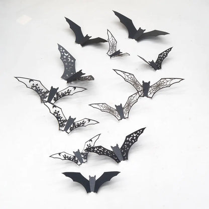Halloween 3D Hollow Bat Wall Stickers Black Bat Sticker