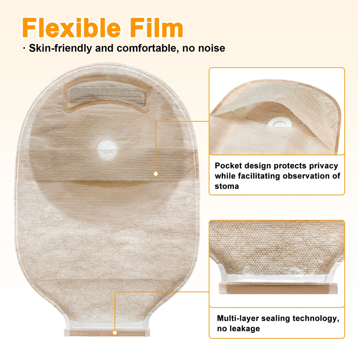 20pcs One Piece Colostomy Bags with Hoop and Look