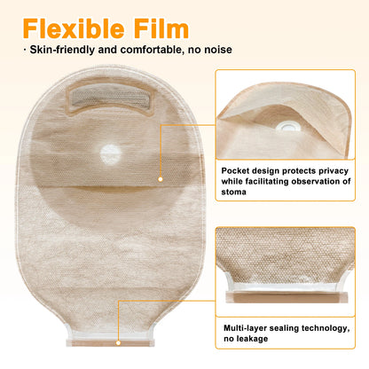 20pcs One Piece Colostomy Bags with Hoop and Look