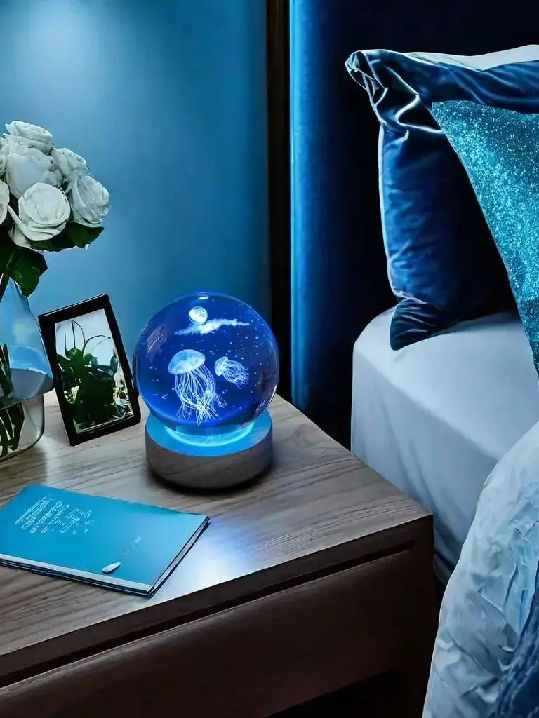 Deep-Sea Jellyfish Crystal Ball, USB-Powered Glass Ball Night Light