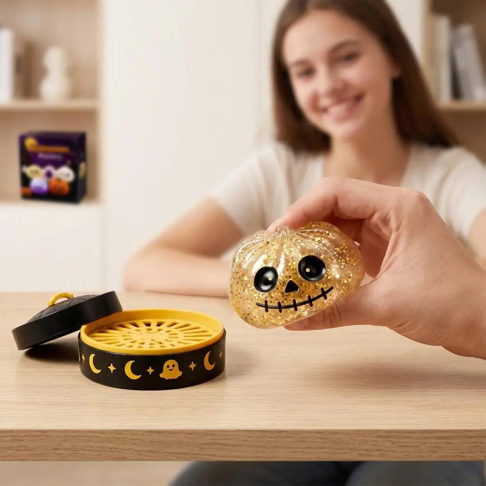 Soft Squishy Dumpling Toy With Halloween Theme Box