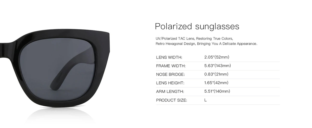 Retro Square Polarized Sunglasses for Women Vintage Sun Glasses