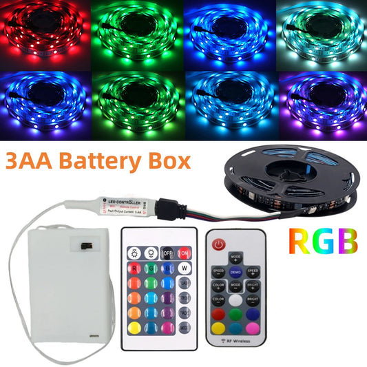 3AA Battery Power RGB Led Strip Light 5V 5050 TV Backlight