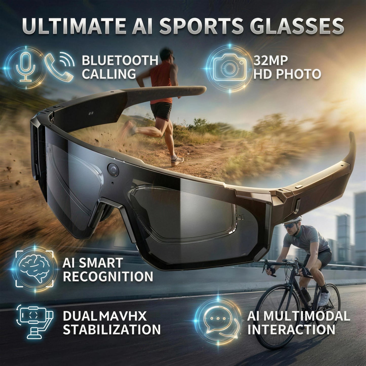 New AI smart shooting&recording glasses with 800W camera