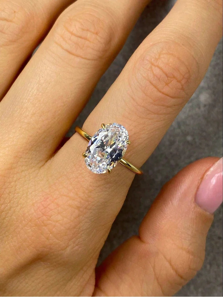 Gorgeous Shiny Oval Stone Ring For Women Engagement Jewelry